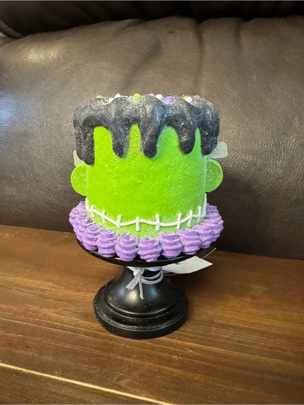 Green Frankenstein Halloween faux cake decor